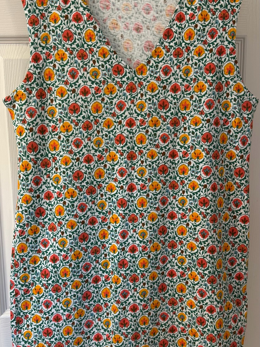 Boden Sleeveless Summer Jersey Shift Dress in Green Enchanting Bloom, Size 12R
